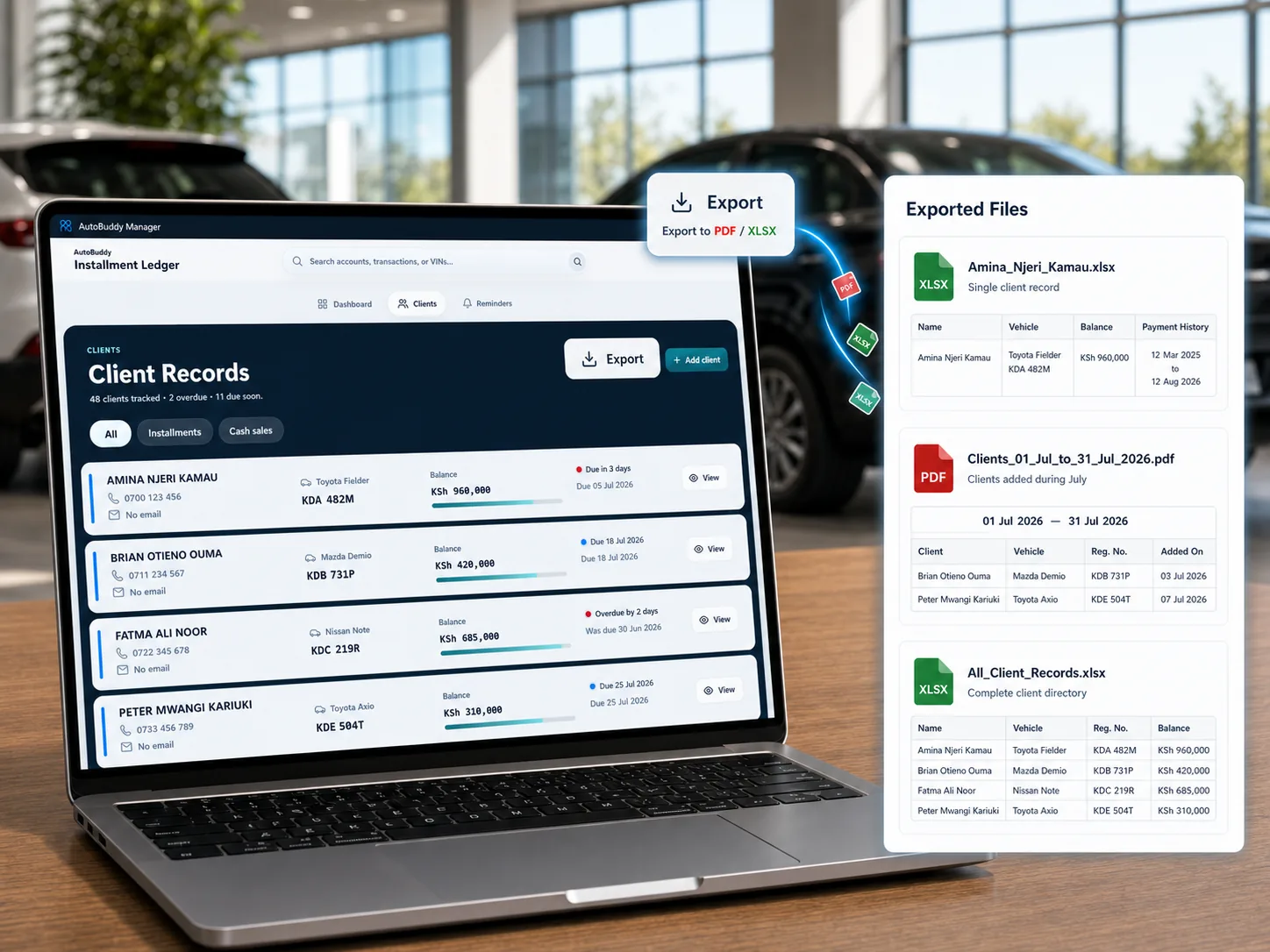 AutoBuddy client records being exported to organized documents