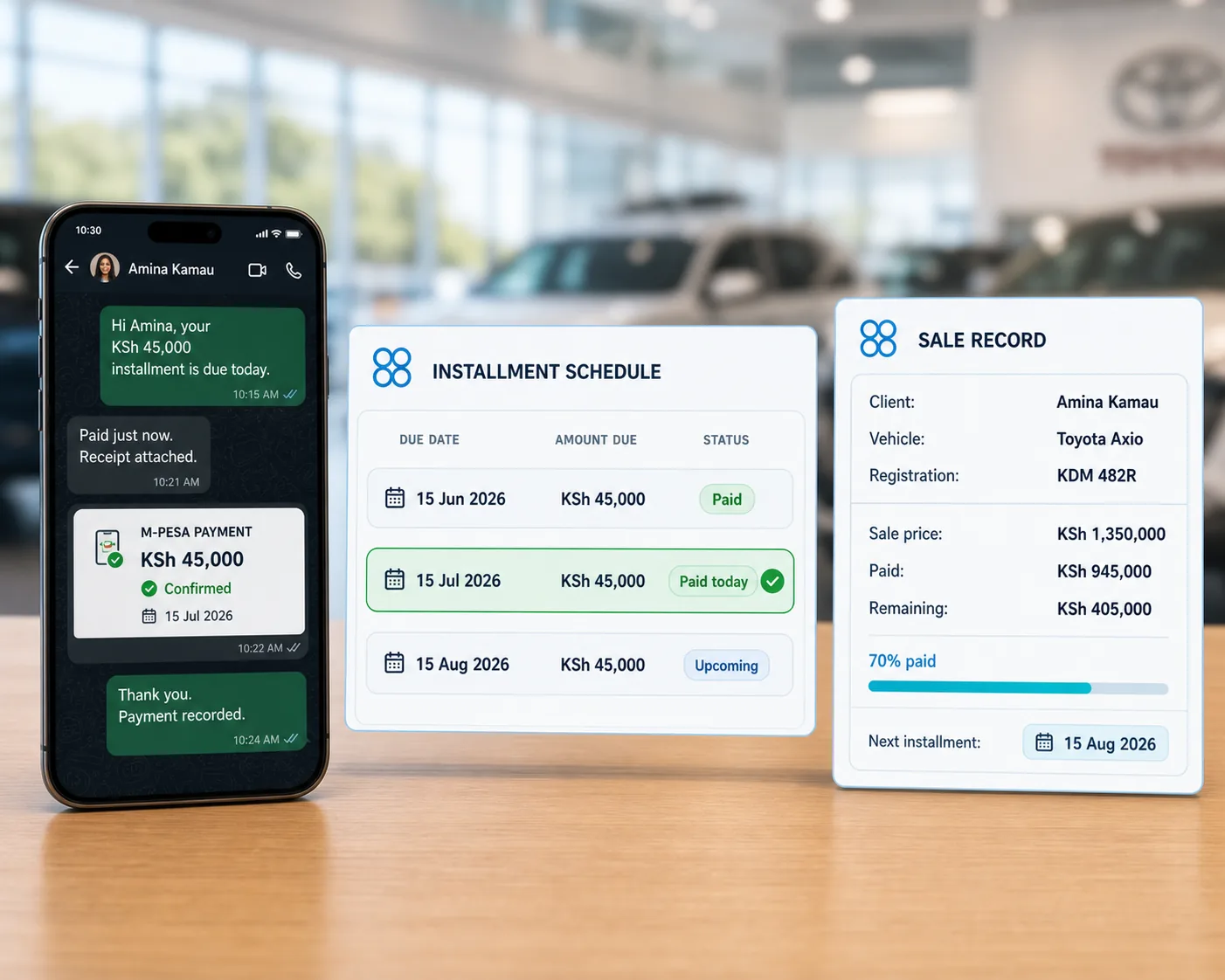 AutoBuddy payment reminders, installment schedule and mobile record